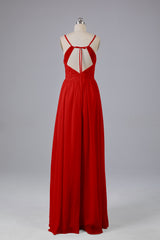 Mooie spaghetti -riemen Backless Long Bridesmeisje jurken