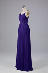 Mooie spaghetti -riemen Backless Long Bridesmeisje jurken