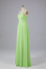 Mooie spaghetti -riemen Backless Long Bridesmeisje jurken