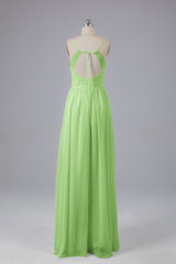 Mooie spaghetti -riemen Backless Long Bridesmeisje jurken