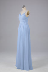 Mooie spaghetti -riemen Backless Long Bridesmeisje jurken