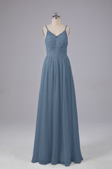 Mooie spaghetti -riemen Backless Long Bridesmeisje jurken