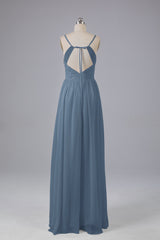 Mooie spaghetti -riemen Backless Long Bridesmeisje jurken