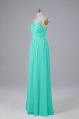 Mooie spaghetti -riemen Backless Long Bridesmeisje jurken