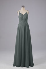 Mooie spaghetti -riemen Backless Long Bridesmeisje jurken