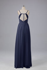 Mooie spaghetti -riemen Backless Long Bridesmeisje jurken