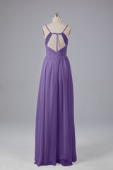 Mooie spaghetti -riemen Backless Long Bridesmeisje jurken
