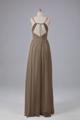 Mooie spaghetti -riemen Backless Long Bridesmeisje jurken