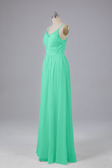 Mooie spaghetti -riemen Backless Long Bridesmeisje jurken