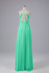 Mooie spaghetti -riemen Backless Long Bridesmeisje jurken