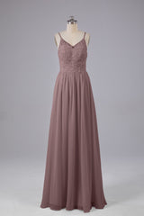 Mooie spaghetti -riemen Backless Long Bridesmeisje jurken
