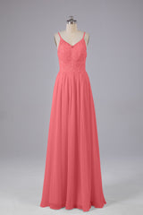 Mooie spaghetti -riemen Backless Long Bridesmeisje jurken