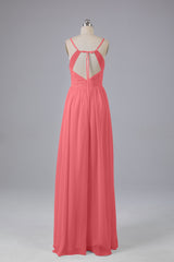 Mooie spaghetti -riemen Backless Long Bridesmeisje jurken