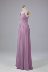 Mooie spaghetti -riemen Backless Long Bridesmeisje jurken