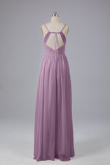 Mooie spaghetti -riemen Backless Long Bridesmeisje jurken