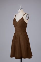 Beautiful Spaghetti Straps V Neck Bridesmaid Dresses