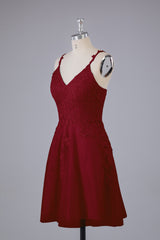 Beautiful Spaghetti Straps V Neck Bridesmaid Dresses