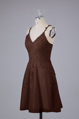 Beautiful Spaghetti Straps V Neck Bridesmaid Dresses