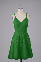 Beautiful Spaghetti Straps V Neck Bridesmaid Dresses