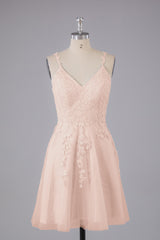 Beautiful Spaghetti Straps V Neck Bridesmaid Dresses