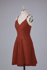 Beautiful Spaghetti Straps V Neck Bridesmaid Dresses