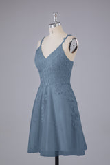 Beautiful Spaghetti Straps V Neck Bridesmaid Dresses