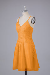 Beautiful Spaghetti Straps V Neck Bridesmaid Dresses