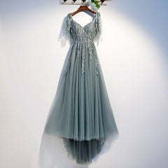 Beautiful Tulle Lace Beaded Long Straps A-line Prom Dress, New Style Junior Party Dresses