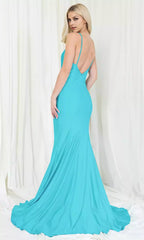 Beautiful deep V-neck, slim shoulder straps, backless skirt, flowing down to the ground, outlining a graceful figure Prom Dresses