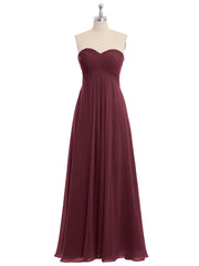 CROSS Pleated Empire Chiffon Dress with Sweetheart Cabernet