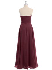 CROSS Pleated Empire Chiffon Dress with Sweetheart Cabernet