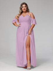 Spaghetti Strap Empire Ruffle Trimmed Sleeves Dress Wisteria