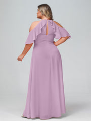 Spaghetti Strap Empire Ruffle Trimmed Sleeves Dress Wisteria