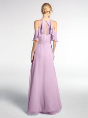 Spaghetti Strap Empire Ruffle Trimmed Sleeves Dress Wisteria