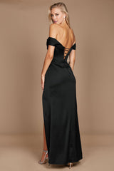 Women's Formal Dresses Elegant Long Prom Gowns Evening Dresses Floor Length Satin with Ruched Slit