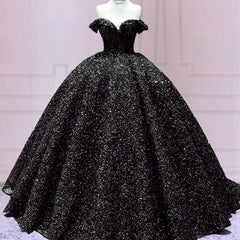 2024 Black Ball Gown Quinceanera Dresses Off Shoulder Corset Sequin Wedding Dress