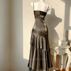 Aimishang Elegant Dark Chrome Ruffled Tiered Maxi Dress Long Prom Dress Charming Evening Party Dress Women's Dresses