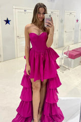 Black Tiered A-Line Sweetheart Long Corset Prom Dress