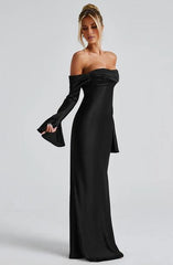 Beautiful A-Line Off the Shoulder Long Sleeve Formal Prom Dress