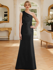 Sheath/Column One-Shoulder Sleeveless Satin Mother Of The Bride Dresses With Bowknot