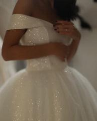 Bling Bling Wedding Dresses Sequins Off Shoulder Ball Gowns