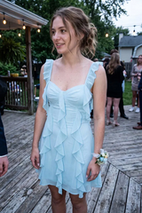 Blue A-Line Sweetheart Ruffles Chiffon Sleeveless Short Homecoming Dress