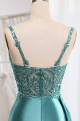 Mermaid Spaghetti Straps Corset Prom Dress with Slit Long Sexy