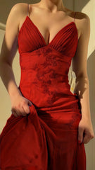 Classy Spaghetti Straps Chiffon Long Prom Dresses, AST882