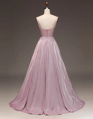 A-Line Spaghetti Straps Long Glitter Prom Dress V-neck Sparkly