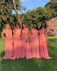 Pink Chiffon Convertible Bridesmaid Dresses