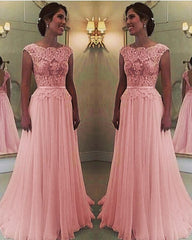 Blush Pink Chiffon Wedding Dress Lace Cap Sleeves