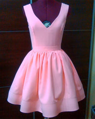 Simple Satin V Neck Homecoming Dresses