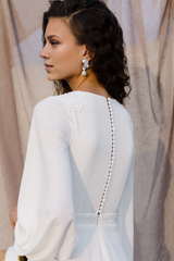 Boho Long Sleeve Wedding Dress Puff Sleeve Wedding Dress Simple A Line Wedding Dress Floor Length