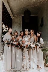 Long Sleeves Lace Boho Wedding Dresses Cheap Mermaid Bridal Gown